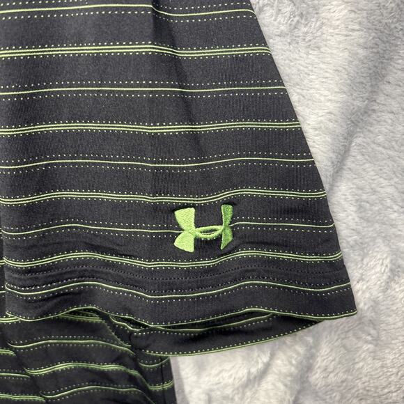 Under Armour Heatgear Polo Shirt Mens SM Greenbrier Classic Black Green Striped - Picture 4 of 9